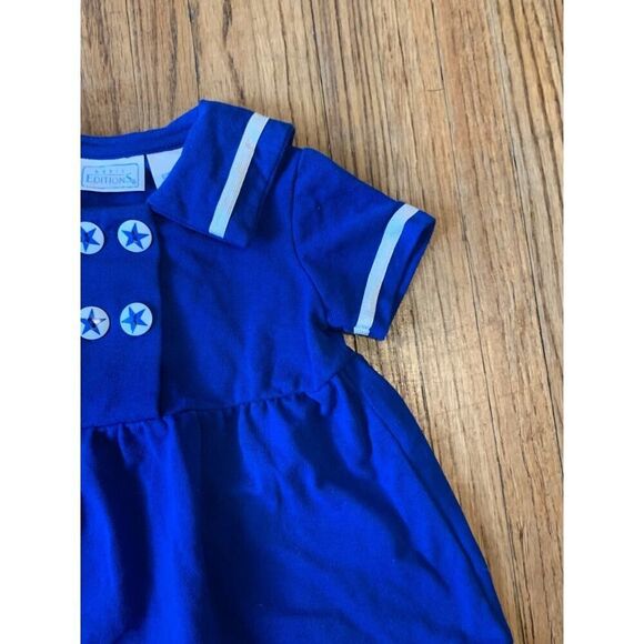VTG 80s 90s Basic Editions Navy Blue Sailor Dress Nautical Buttons 12 mo Star - Picture 5 of 8